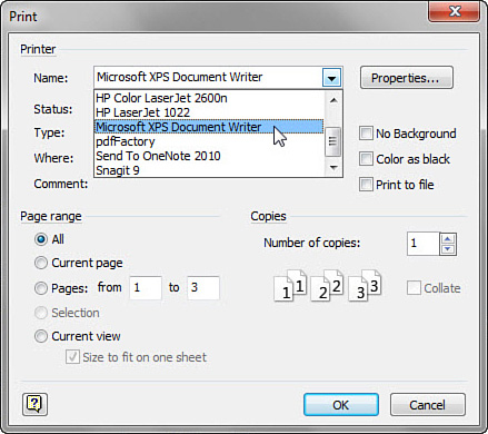 Choosing A Print To File Printer Driver Note The Other Virtual Printers In List PdfFactory Send OneNote 2010 And Snagit 9 Screen Capturing