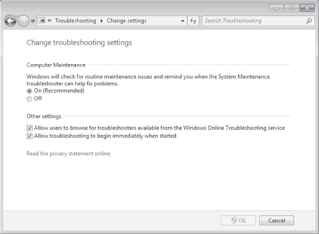 Configuring features for troubleshooters