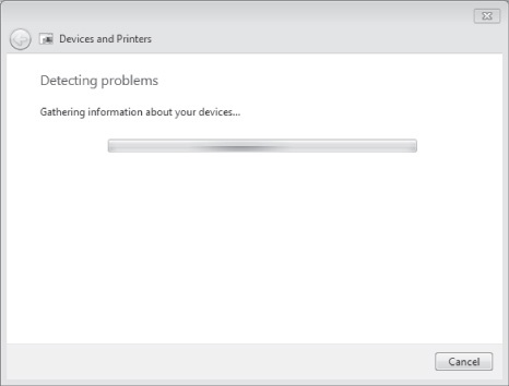 The Devices And Printers troubleshooter starts running immediately by default.
