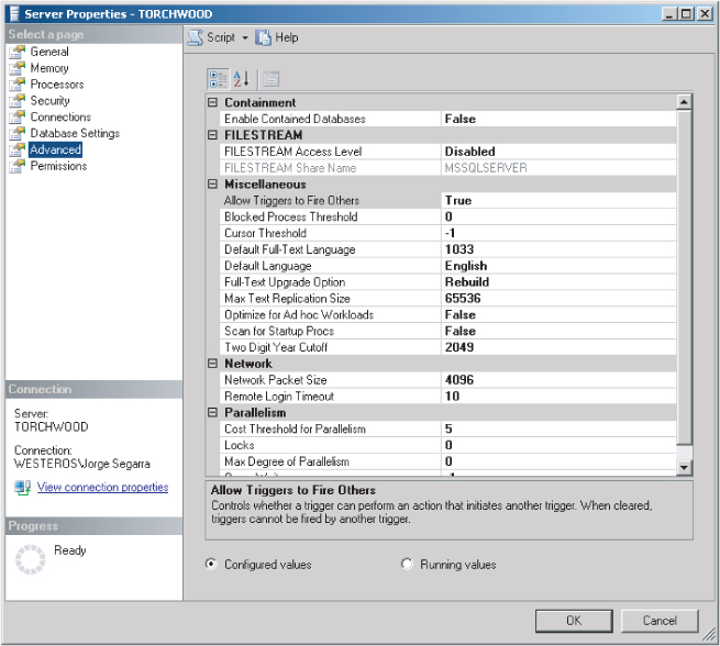 Sql Server 12 Configuration Options Part 7 Advanced Server Configuration Properties Sql Server 08 Sql Server 05 Sql Server 03 Sql Azure Oracle Tutorials