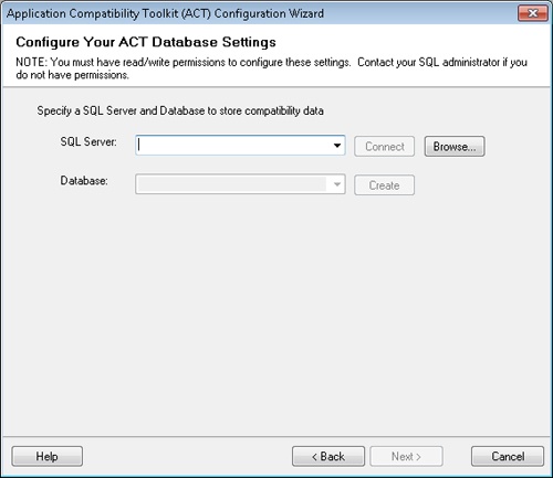 The Configure Your ACT Database Settings page
