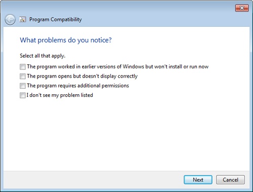 The Program Compatibility troubleshooter