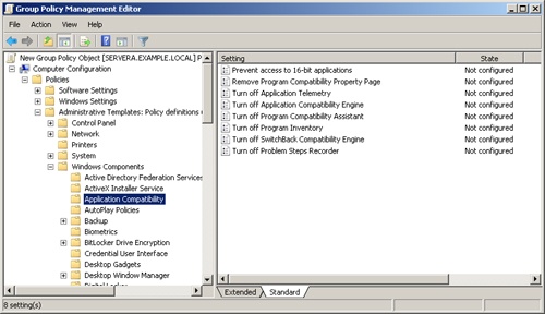 Application Compatibility Group Policy settings