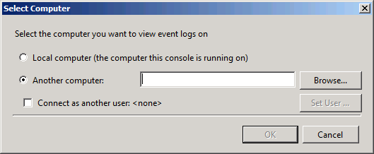 The Select Computer dialog box, which enables you to direct an MMC to another computer on the network.