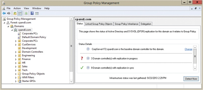 Access GPOs for domains, sites, and OUs.