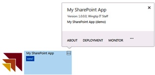 Once an app has been installed, the associated deployment menu can be used to make the app available to other sites.