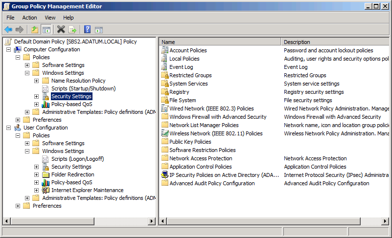 The Group Policy Management Editor Console.