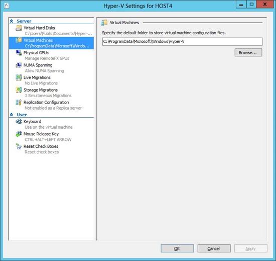 Configuring the location where virtual machine configuration files will be stored.