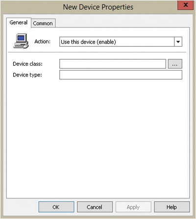 Set the action to enable or disable the device.