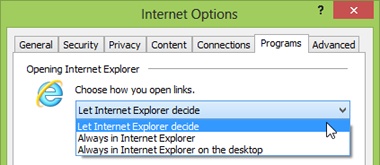 Choosing which Internet Explorer experience to use as the default