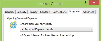 Instructing Internet Explorer to open Internet Explorer tiles in the desktop variant