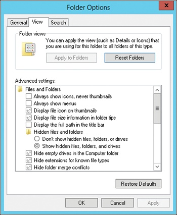 Set options for File Explorer using the Folder Options dialog box.