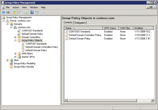 The Group Policy Management console