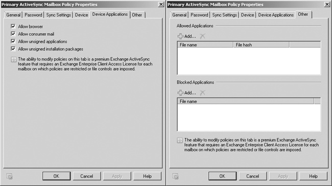 Configure device applications.