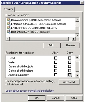 Excluding a group from the scope of a GPO with the Deny Apply Group Policy permission