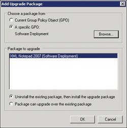 The Add Upgrade Package dialog box