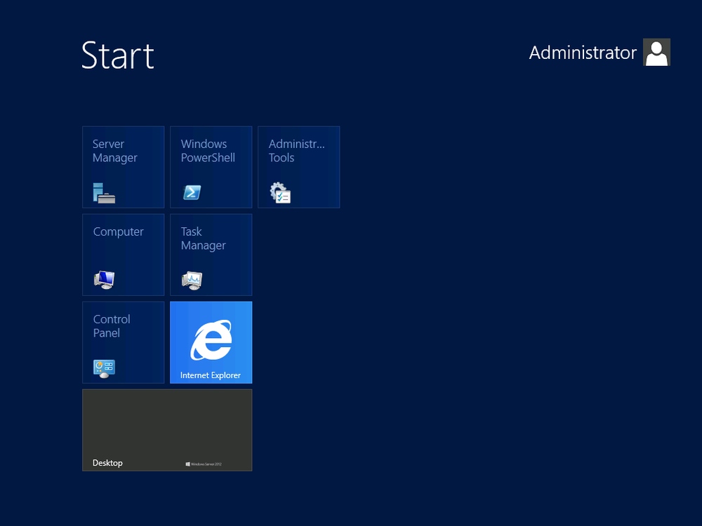 Server 2012 Start screen