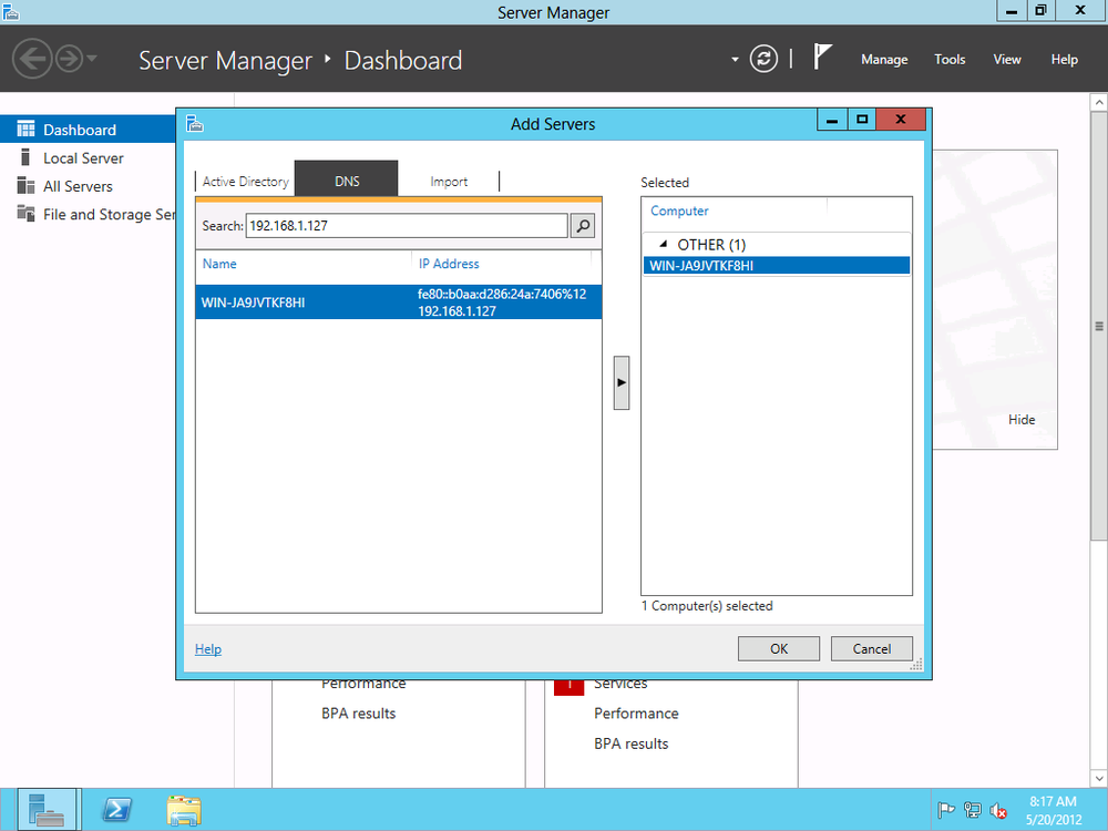 Adding a Server 2012 member server