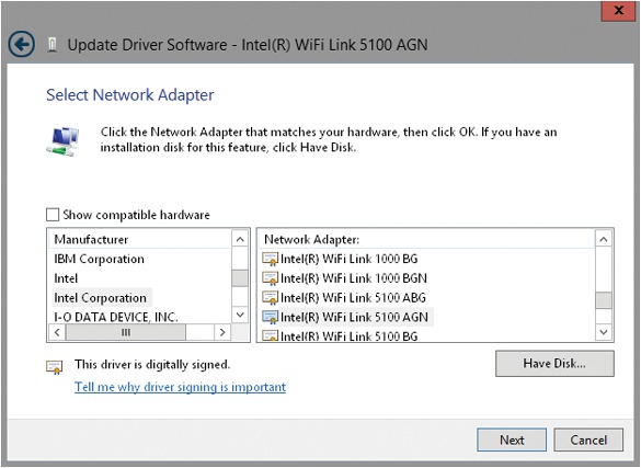 Select the appropriate device driver for the device you’re adding.