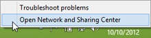 Opening Network And Sharing Center from the taskbar