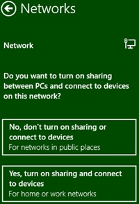 Enabling file sharing on a particular network