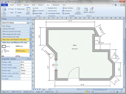 Microsoft Visio 2010 Using Walls Windows And Doors In Office