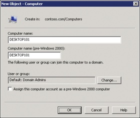 The New Object – Computer dialog box