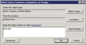 The Select Users, Contacts, Computers, Or Groups dialog box