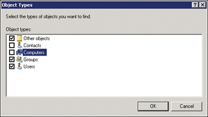 The Object Types dialog box