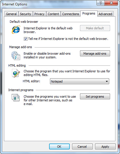 set internet explorer as default