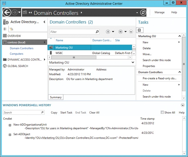 The Windows PowerShell History Viewer can provide you with commands you can use to create your own PowerShell scripts for managing Active Directory.