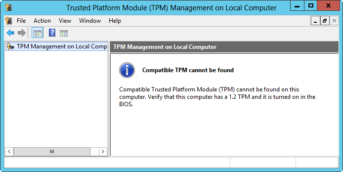 An error occurs when you start the Trusted Platform Module Management without turning on TPM.