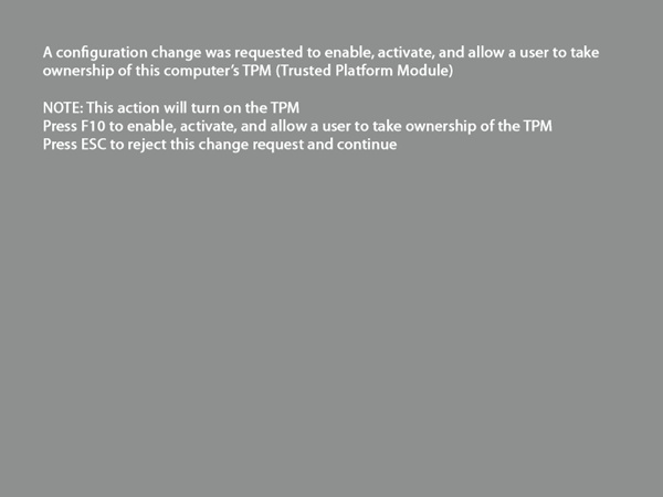 Confirm that you want to enable and activate the TPM and allow a user to take ownership of it.