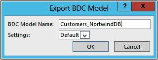 A screenshot of the Export BDC Model dialog box.