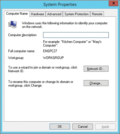 Use the Computer Name tab to display and configure system identification.