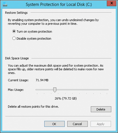 Configure System Restore on a per-drive basis.