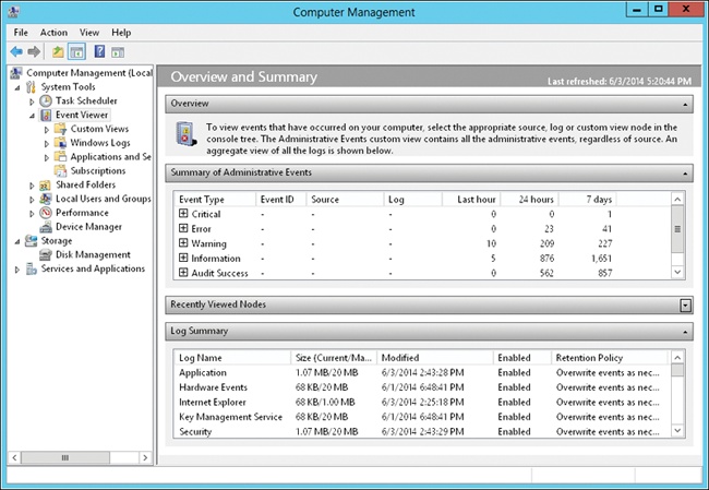 Use the Computer Management console to manage network computers and resources.
