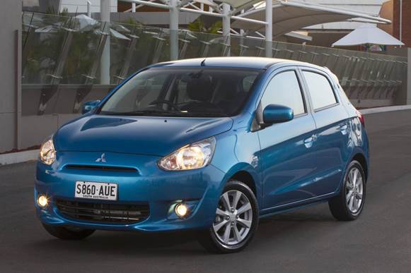The 2014 Mitsubishi Mirage, a new city car, is the smallest and least-expensive car the Japanese automaker plans to sell here.