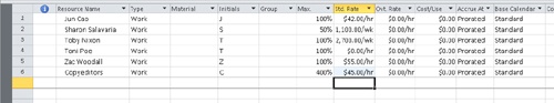 Entering Resource Pay Rates