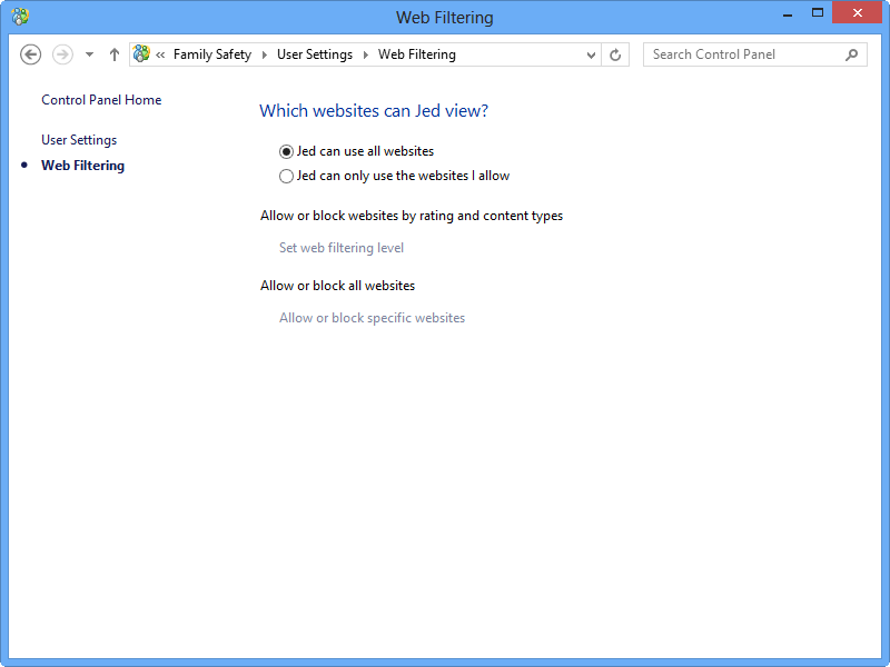 The new Web Filter in Windows 8