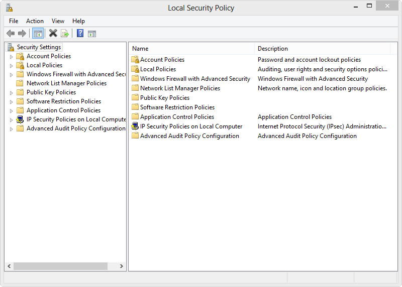 The Local Security Policy Settings