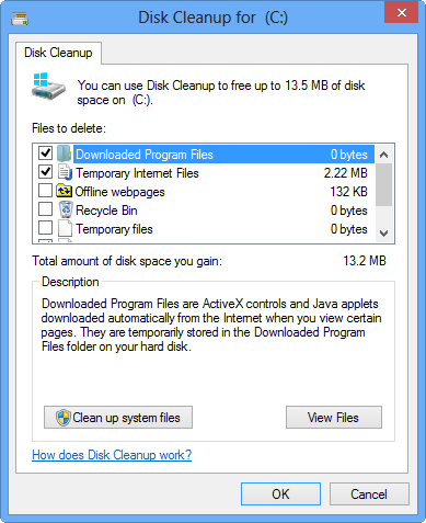 The Disk Cleanup tool