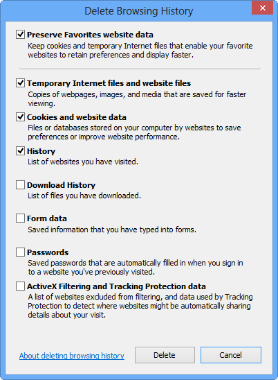 Cleaning up temporary files in Internet Explorer