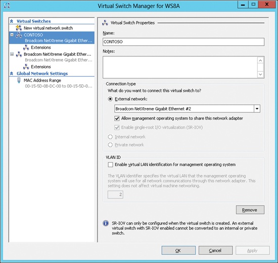 SR-IOV must be configured on the virtual switch before it can be configured for the VM.