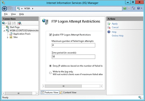 Configuring FTP Logon Attempt Restrictions.