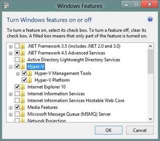 Adding the Hyper-V feature to a new computer running Windows 8