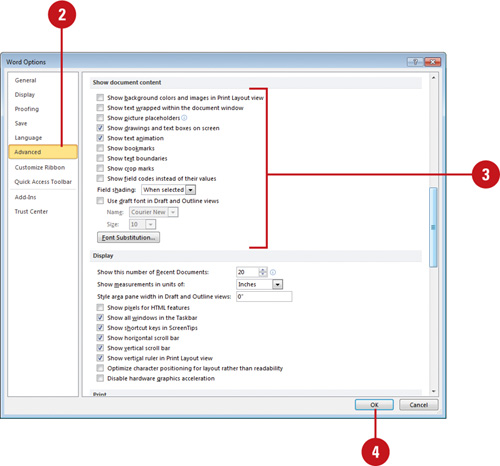 Microsoft Office 2010 : Customizing Word - Setting Display Options -  Microsoft PowerPoint, Microsoft Excel, Microsoft Visio, Microsoft Word,  Microsoft Access, Microsoft Outlook, Microsoft OneNote, Microsoft InfoPath  Tutorials