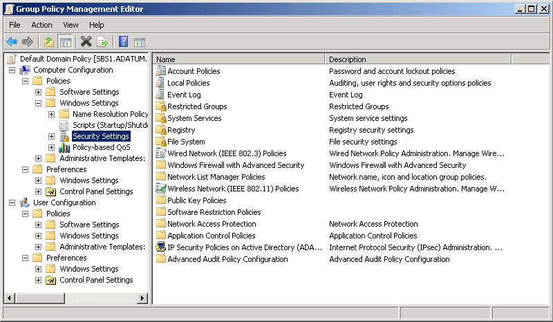 The Group Policy Management Editor Console.