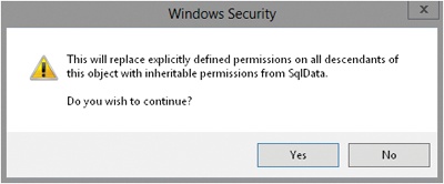 Tap or click Yes to confirm that you want to replace the existing permissions.