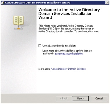 The Active Directory Domain Services Installation Wizard